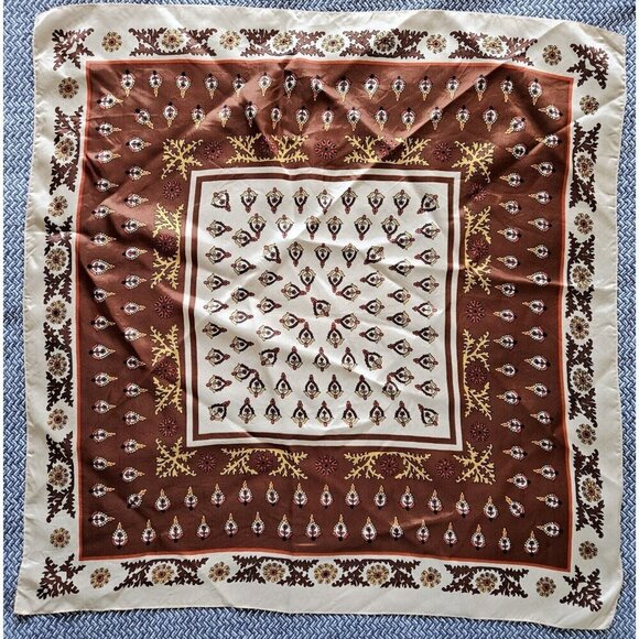 Unbranded Scarf Womens 26 x 26 inches Multicolor Paisley Floral Print Japan Boho - Picture 1 of 10